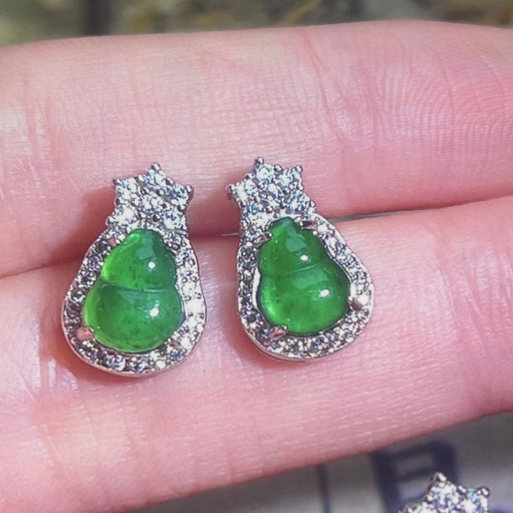 Radiant Green Teardrop Earrings with Silver Accents